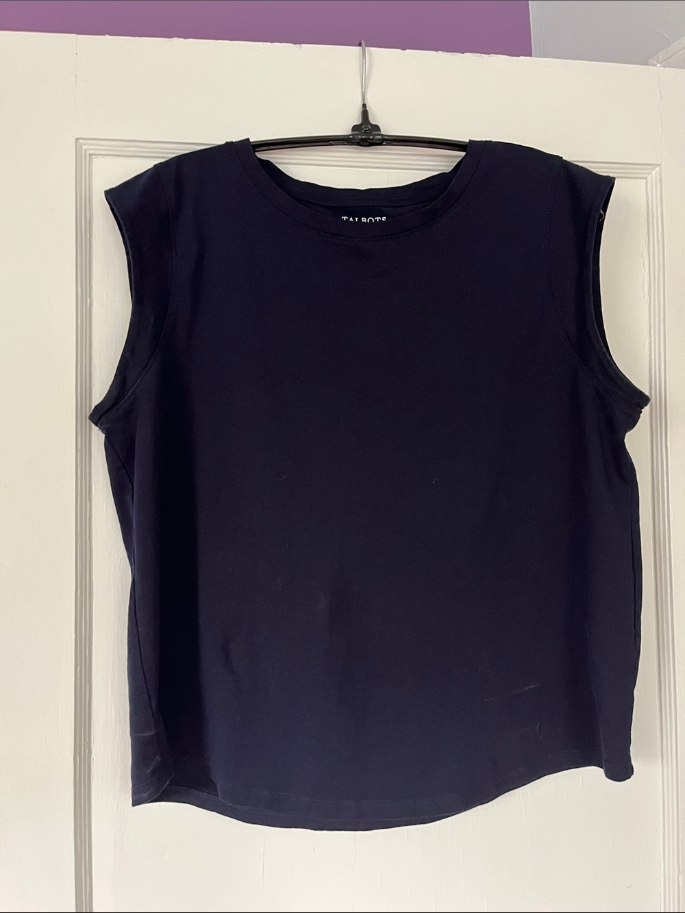 Talbots Navy Pima Cotton Cap-Sleeved Tank